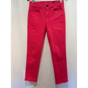 RAG & BONE Bull Pink Barbie High Rise Cigarette Jeans Raw Hem Sz 28